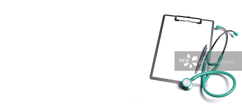 带有听诊器的全景剪贴板图片素材