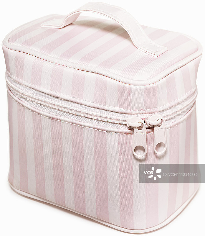 粉白色条纹化妆包图片素材