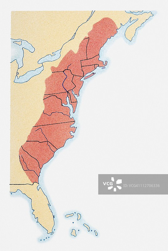 美国东海岸各州插画图片素材