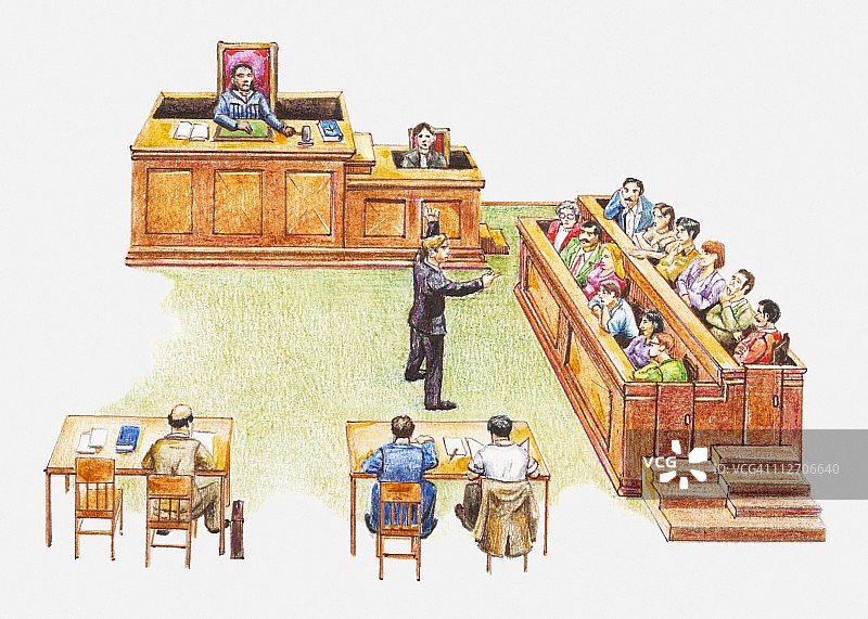 法庭场景插画图片素材