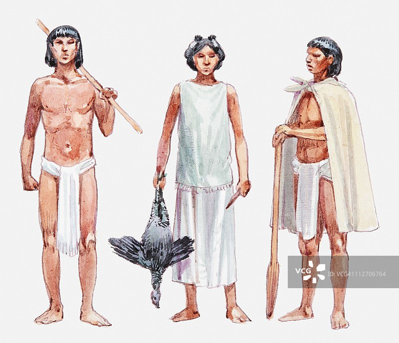 三名阿兹特克奴隶插图图片素材
