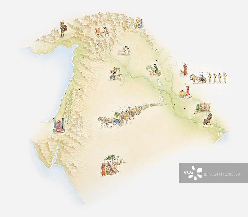 古巴比伦地图插画图片素材