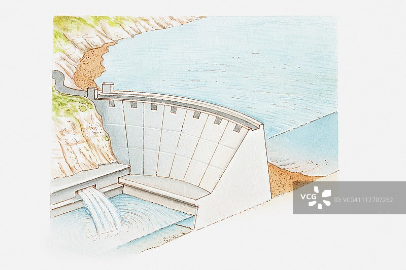 水坝插画图片素材