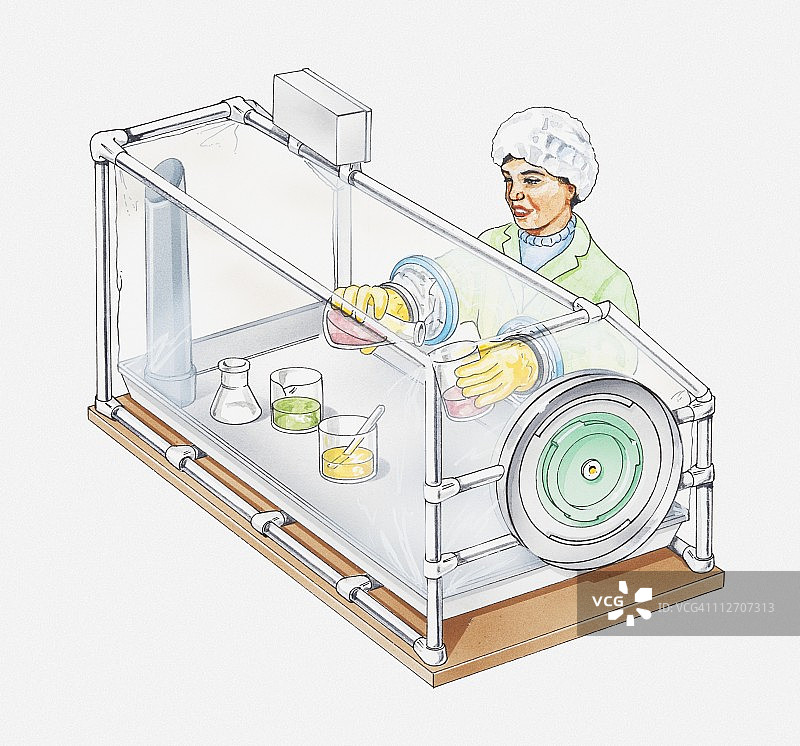 实验员操作放射性材料插画图片素材