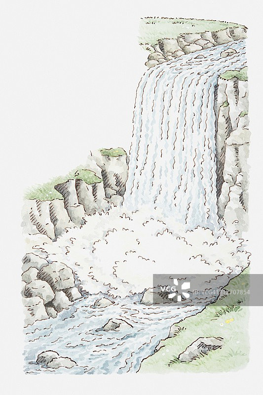 瀑布插画图片素材