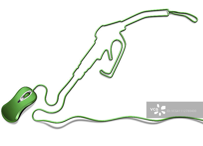 电缆组成汽油泵的电脑鼠标图片素材