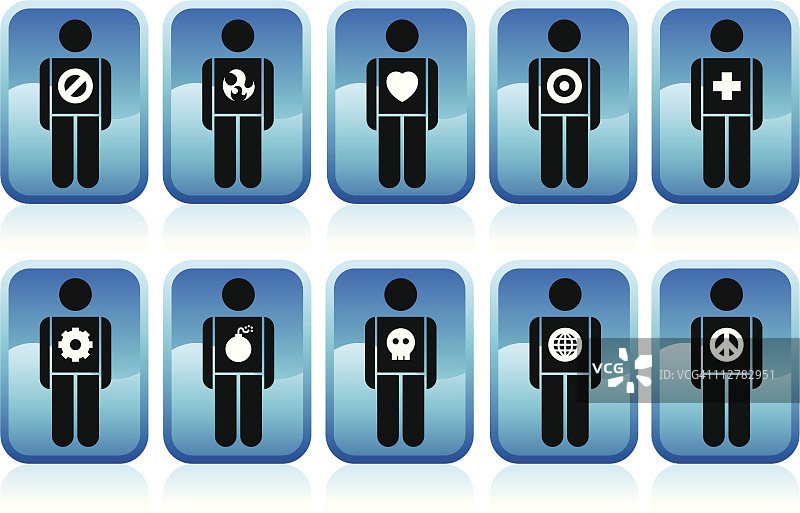 蓝色按钮图标，人物图片素材