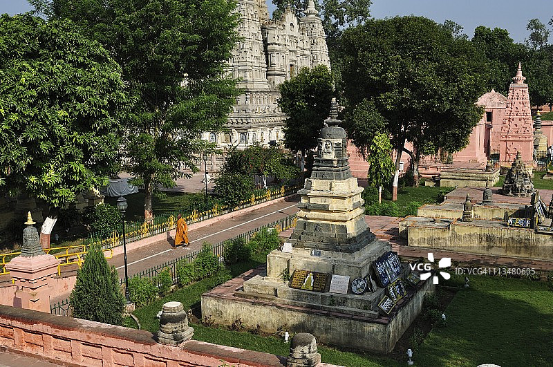 摩诃菩提寺，联合国教科文组织世界遗产，菩提伽耶，伽耶县，比哈尔邦，印度，亚洲图片素材