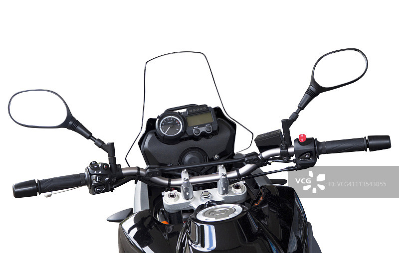 摩托车把手后视镜白底特写图片素材