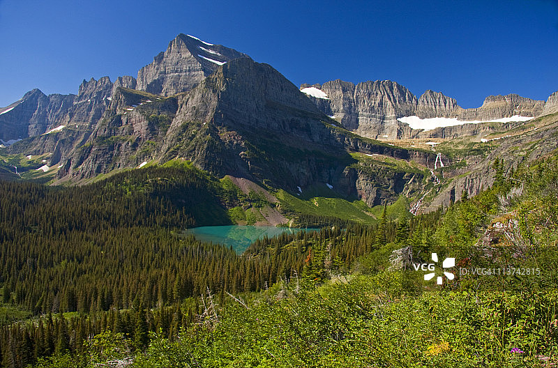 格林内尔冰川步道上的格林内尔湖图片素材