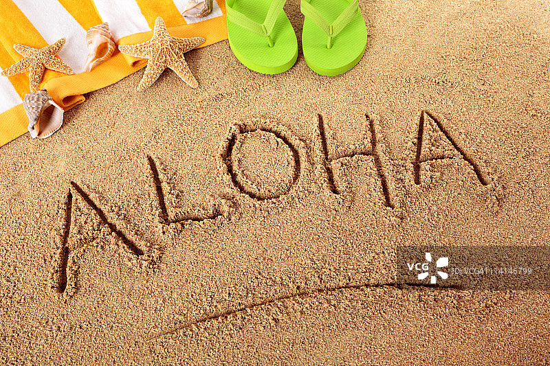 阿罗哈海滩文字图片素材