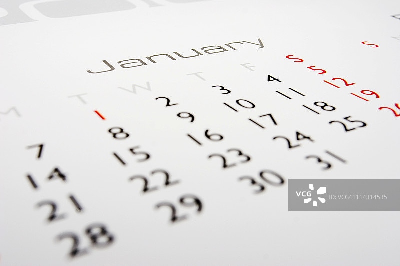 日历：一月图片素材