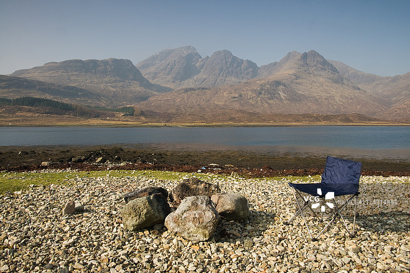 湖泊山景露营地图片素材