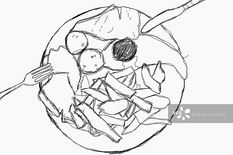 包含混合烤肉的盘子绘画图片素材