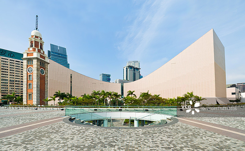 香港文化中心及钟楼图片素材