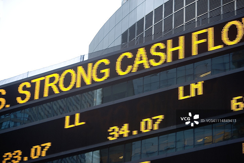 美国纽约州纽约市时代广场股票行情机特写图片素材