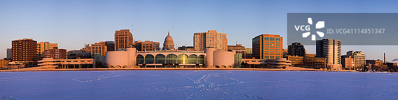 美国威斯康星州麦迪逊日出天际线图片素材