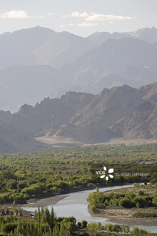 从斯塔克纳寺看到的印度河谷图片素材