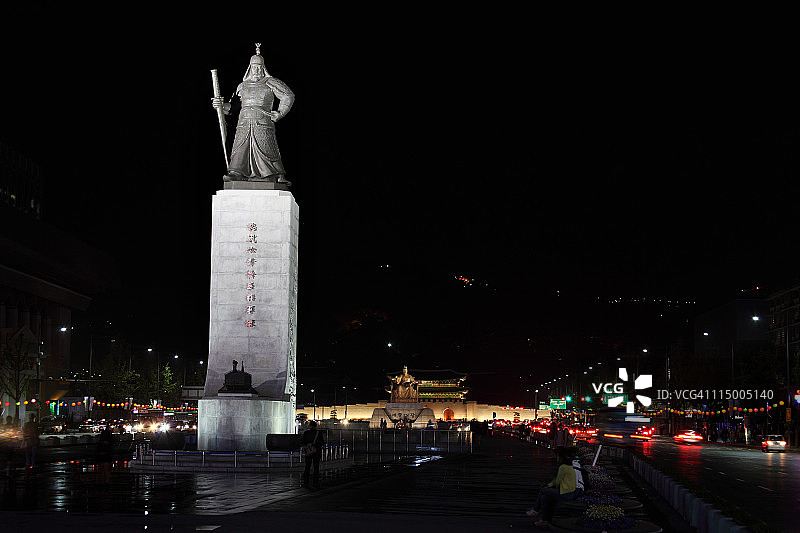 韩国首尔光化门李舜臣铜像图片素材