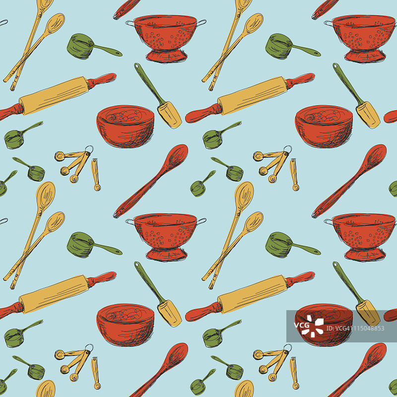 厨房小工具无缝图案图片素材