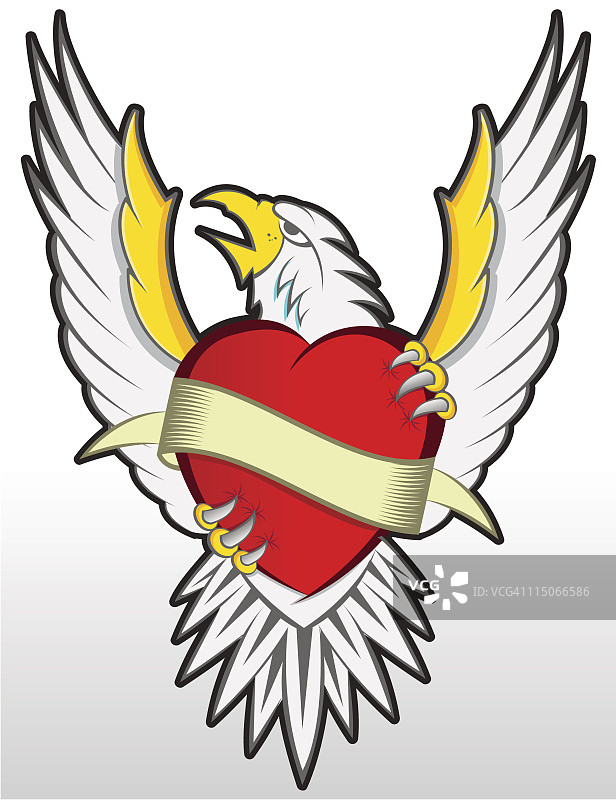 老派纹身风格雄鹰图片素材