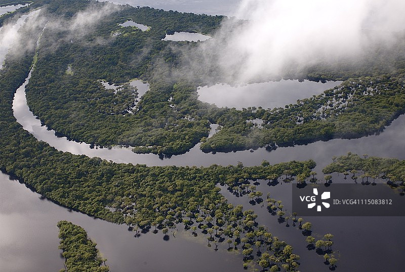 航拍：内格罗河洪水图片素材