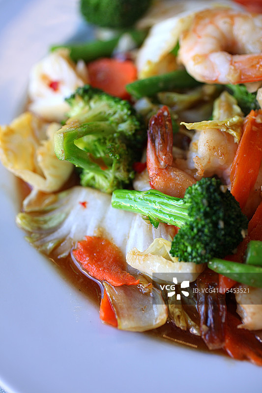 泰式鲜虾什锦蔬菜图片素材