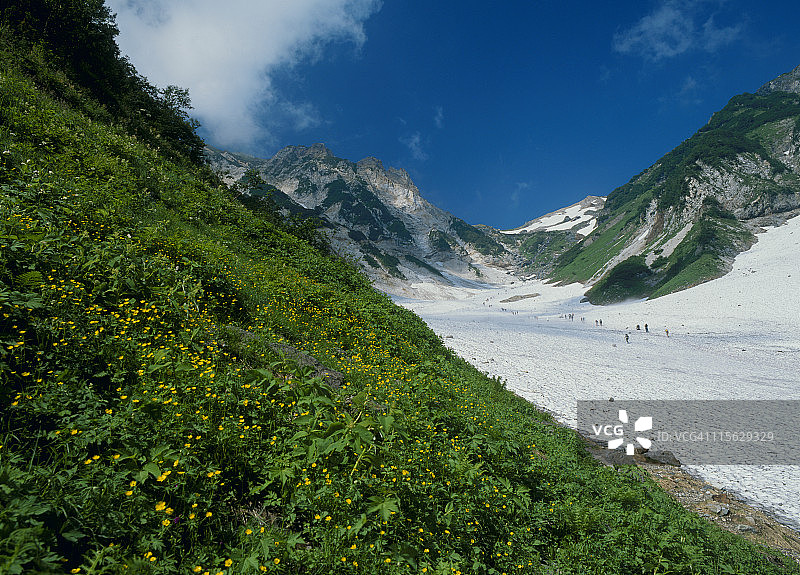 日本长野县北安昙郡白马大雪山沟图片素材