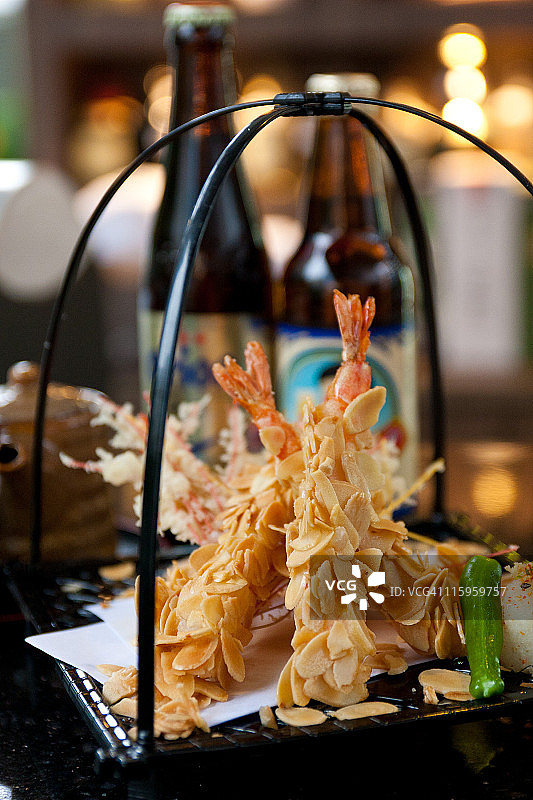 杏仁片裹虾天妇罗图片素材