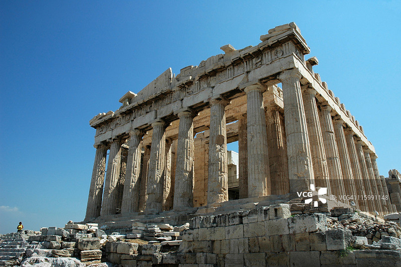 蓝天下希腊帕特农神庙遗址图片素材