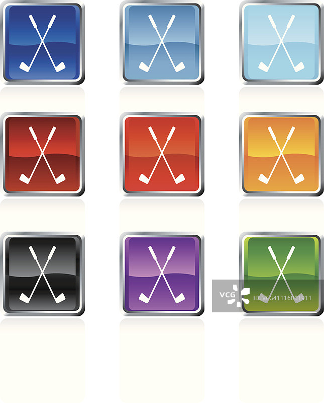 九种颜色的免版税高尔夫球杆矢量图图片素材