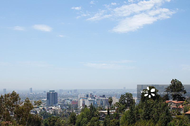 好莱坞山俯瞰的洛杉矶和好莱坞图片素材