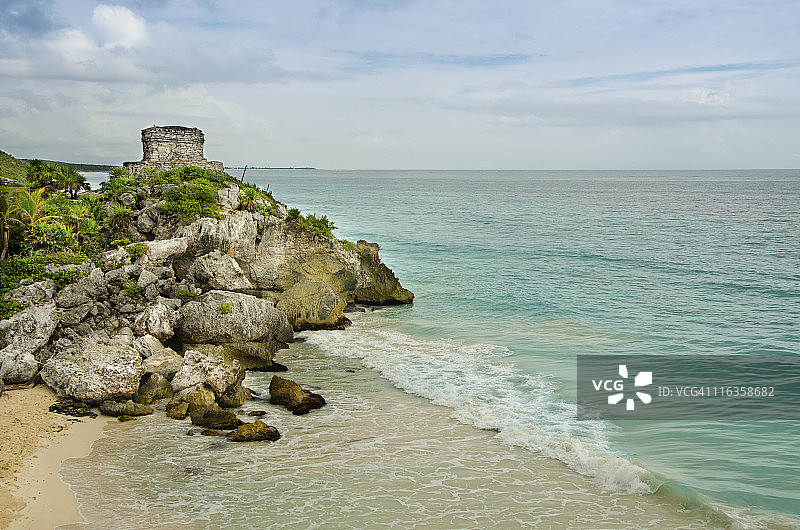 墨西哥图卢姆海滩上的古代遗址图片素材