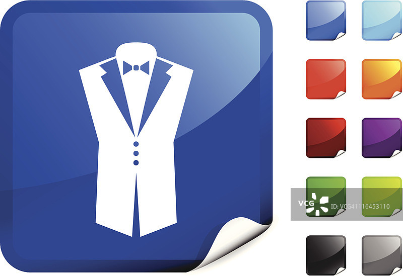 蓝色图标贴纸中的白色燕尾服图片素材