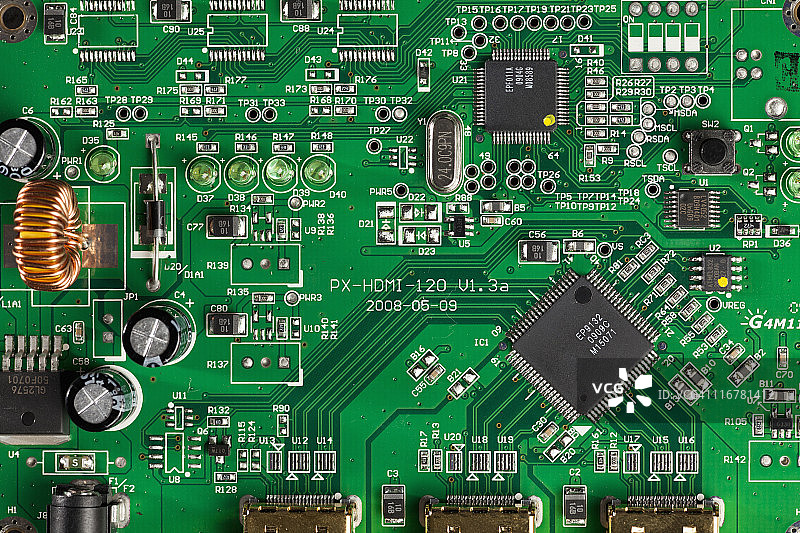 电脑主板特写，全画幅，正上方视角图片素材