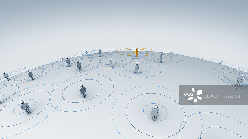 空白地球仪上的突出黄色身影图片素材