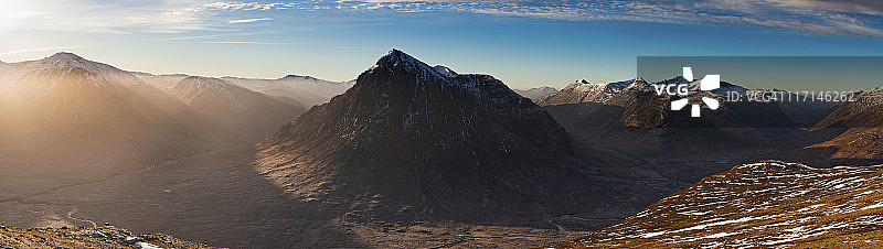 苏格兰格伦科布亚凯勒埃蒂夫莫尔山壮丽山峰全景图片素材