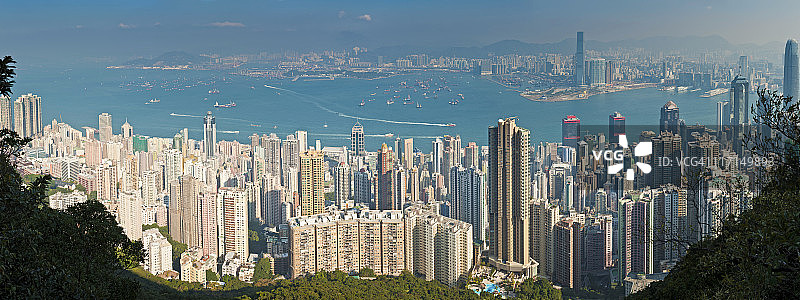 香港拥挤的城市景观全景图片素材