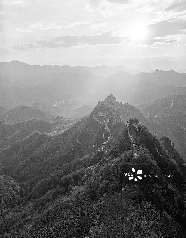 中国长城（箭扣），黑白摄影图片素材