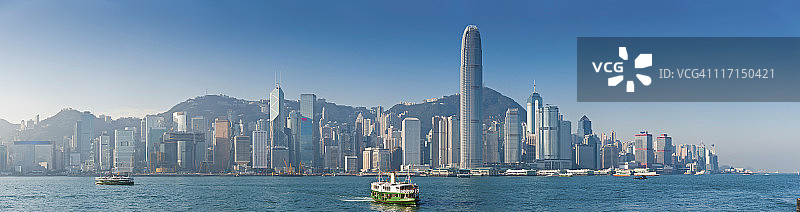 中国香港天星小轮维多利亚港太平山全景图片素材