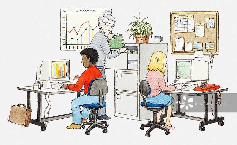 办公室工作人员插画图片素材