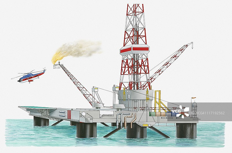石油钻井平台插画图片素材