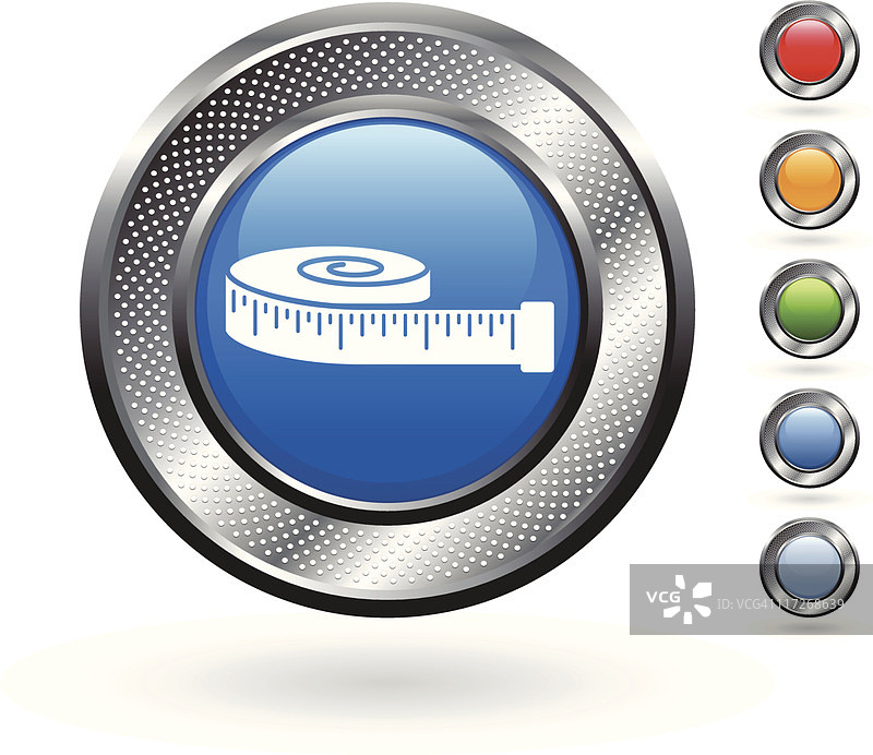 金属按钮上的卷尺免版税矢量艺术图片素材