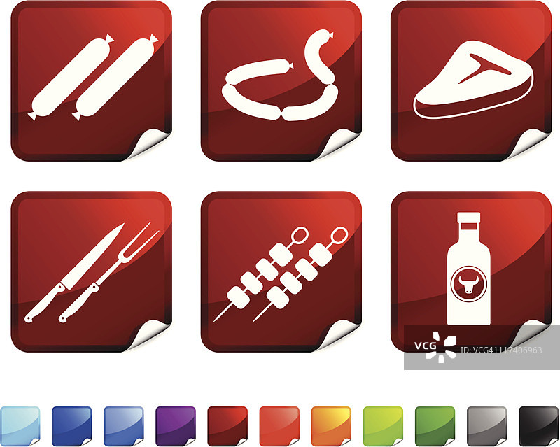 肉类产品及配件免版税矢量图标集图片素材