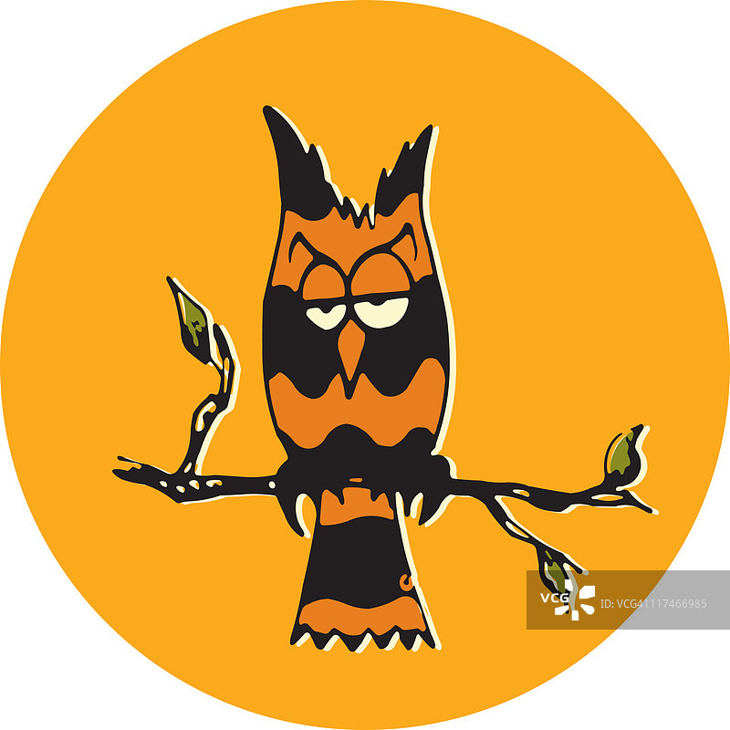 栖息在树枝上的猫头鹰插图图片素材