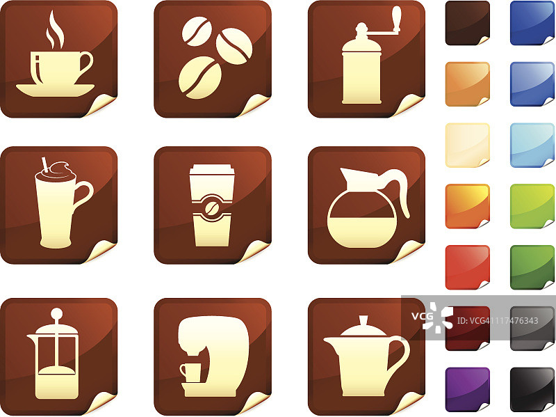 咖啡免版税矢量图标九件套图片素材