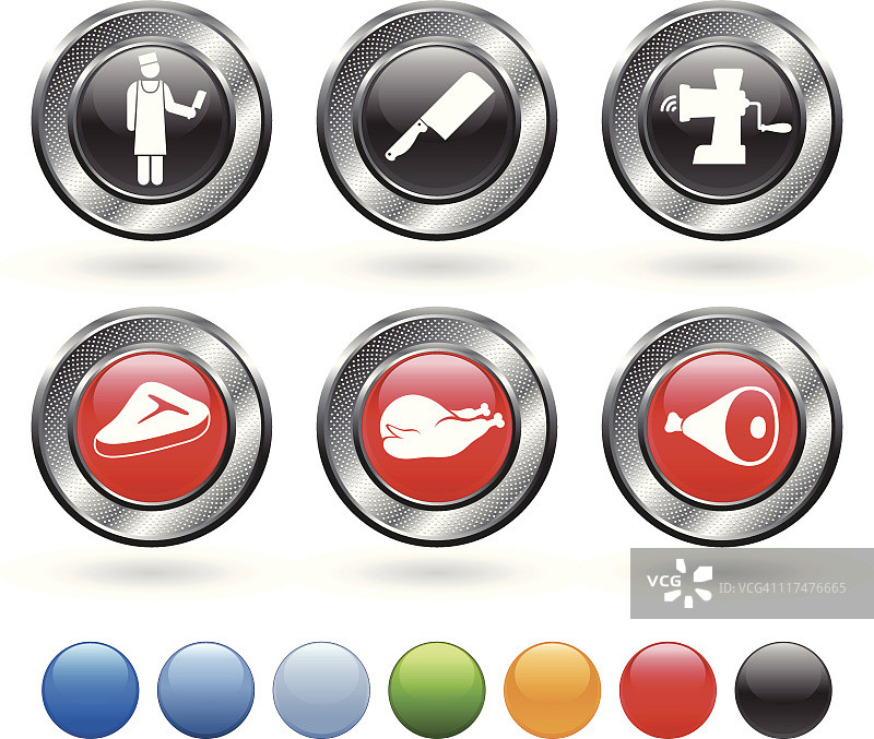 肉铺免版税矢量图标集图片素材