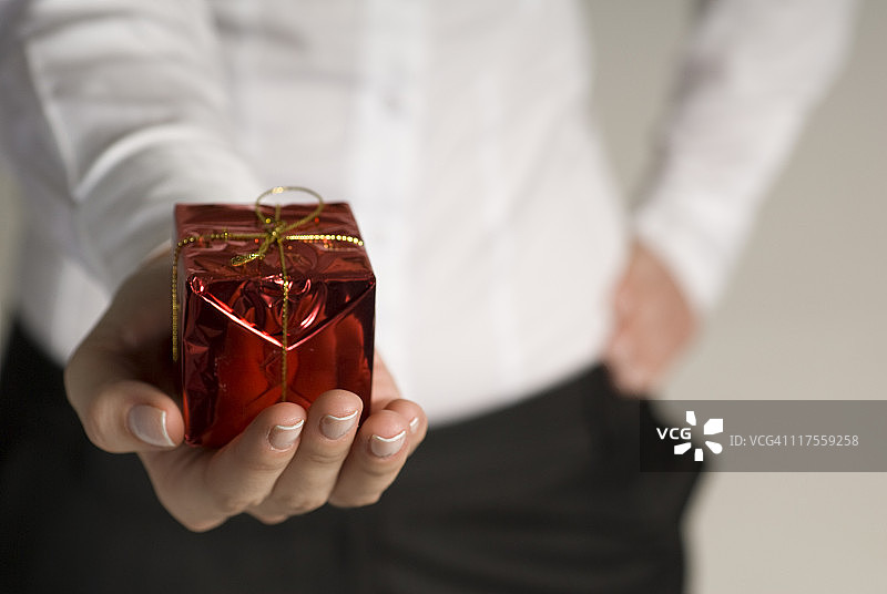 拿着小礼物的商务女性图片素材