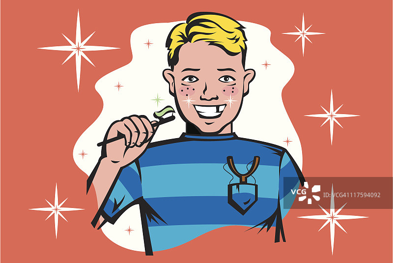 男孩刷牙图片素材