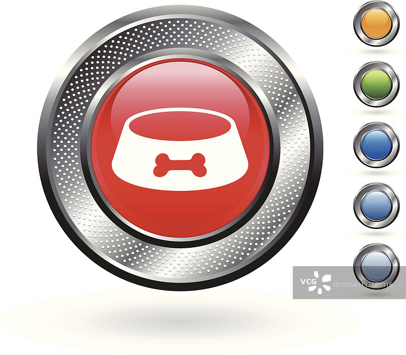 金属按钮上的狗碗免版税矢量图图片素材